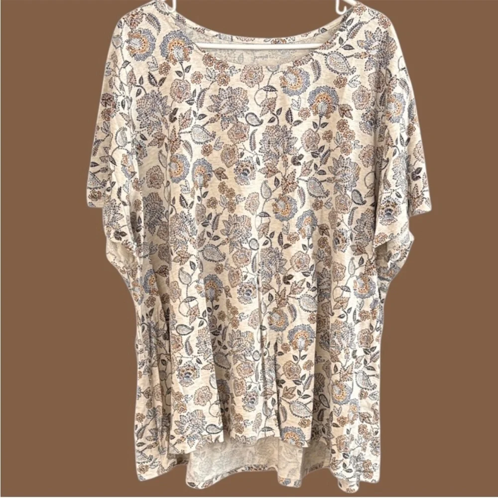 EUC J. Jill Pima Cotton Floral Paisley
Short Sleeve Top Size 4X - Picture 1 of 8